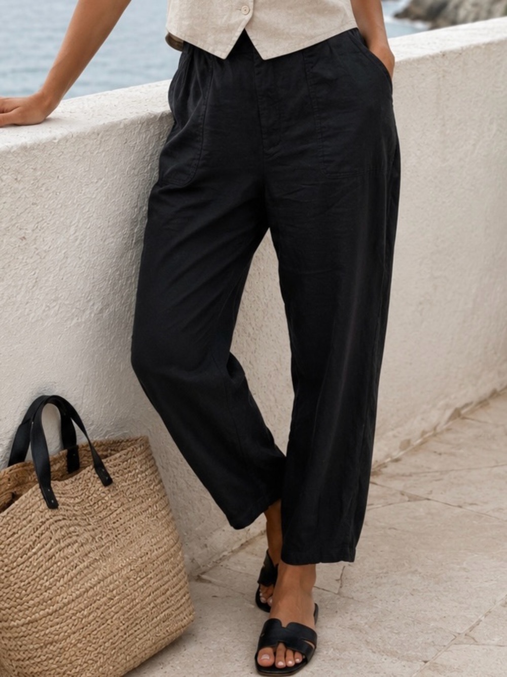 Banana Republic Linen Black Pants in size 16 XL